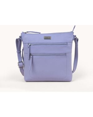 Assots London 'Cori' Pebble Grain Soft Real Leather Crossbody Bag - Purple