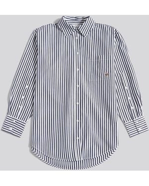 U.S. POLO ASSN. Striped Loose Poplin Shirt - Blue