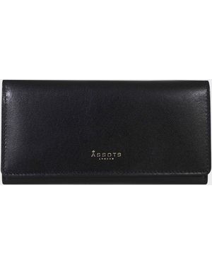Assots London 'Claire' Real Polished Vt Vintage Leather Flap Over Purse - Black