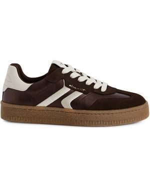 Tamaris Suede Leather Fashion Lace Up Trainers - Brown