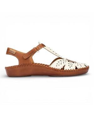 Pikolinos Tan Leather Cushioned Wedge Sandal Shoes - Brown