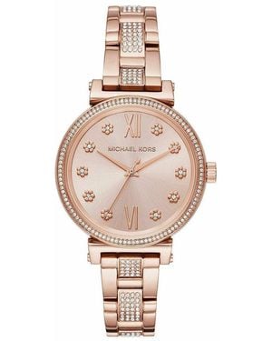 Michael Kors Mk3882 Sofie Crystal Rose Dial Ladies Watch - Metallic