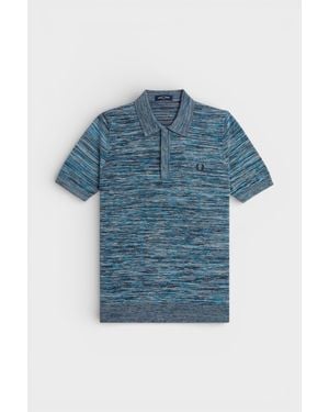 Fred Perry Space Dye Knitted Polo Shirt - Blue
