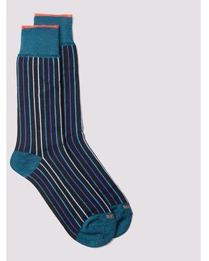 Duchamp Striped Cotton Blend Socks - Blue