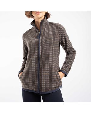 Weird Fish Rochelle Full Zip Check Printed Micro Fleece - Grey