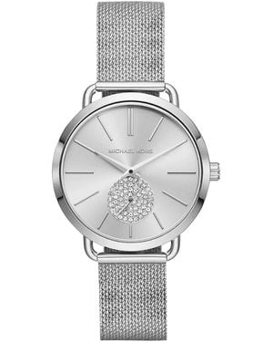 Michael Kors Portia Mk3843 37 Mm Dial Mesh Watch - Metallic