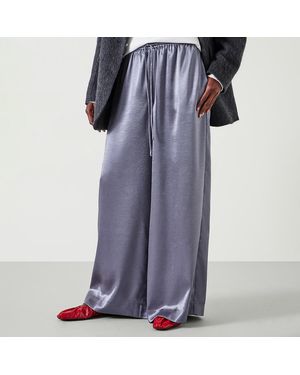Hush Gunmetal Aurora Satin Wide Leg Trousers - Grey