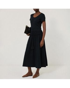 Jigsaw Shirred Waist T-Shirt Dress - Black