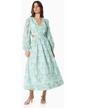 Elliatt Alana Lacy Maxi Dress With Waist Cut-Outs - Blue