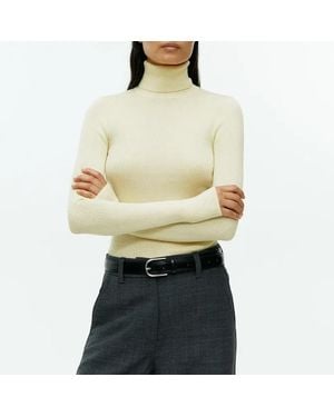 ARKET Ribbed Wool Turtleneck Top - Green