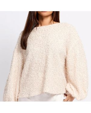 Little Mistress Cream Sequin Fringe Top - Natural