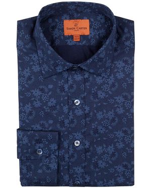 Simon Carter Flower Print Cotton Shirt - Blue