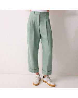 Jigsaw Irish Linen Turn Up Trousers - Green