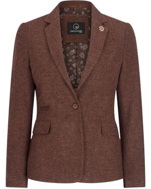 TruClothing Rust Herringbone Wool Tweed Check Blazer - Brown