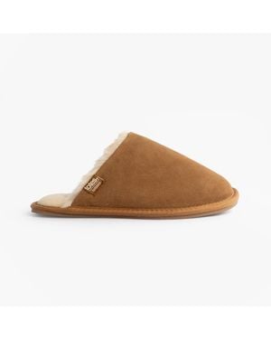 Totes Isotoner Tan Real Suede Low Top Mule Slippers - White