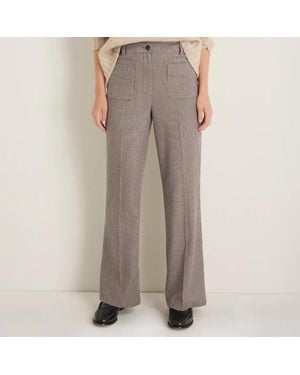 Wyse Check Eleanor Wool Blend Trousers - Grey