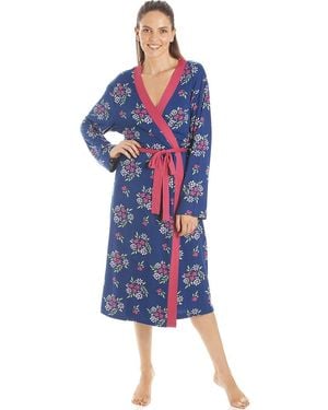 CAMILLE Floral Print Spandex Knee Length Wrap - Blue