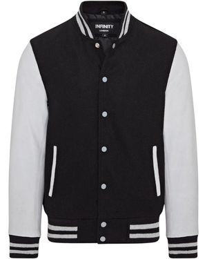 Infinity Leather Letterman Baseball Wool/ Leather Varsity Bomber Jacket - Black