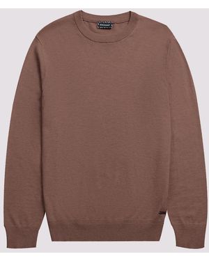 Duchamp Crew Neck Cotton Blend Jumper - Brown