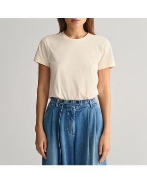 GANT Cream Tonal Shield Cotton T-Shirt - Blue