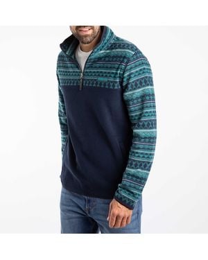 Weird Fish Gilbert 1/4 Zip Printed Micro Fleece - Blue