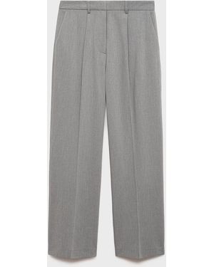 Mango Straight Leg Pleated Trousers - Grey