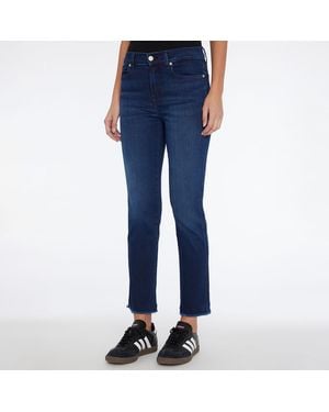 7 For All Mankind Dark Slim Fit Raw Jeans - Blue