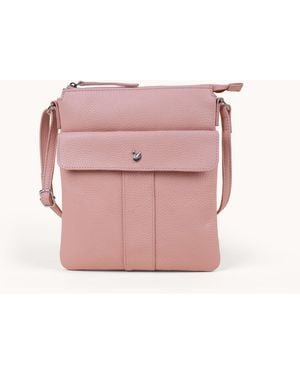 Assots London Amba' Pebble Full Grain Real Leather Crossbody Bag - Pink