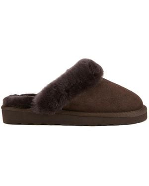 Australia Luxe Espresso Mool Suede Sheepskin Slippers - Brown