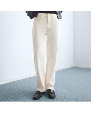 Mango Ecru Matilda Mid Rise Straight Jeans - White