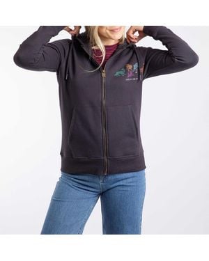 Weird Fish Midnight Graphic Printed Zip Up Cotton Blend Hoodie - Black