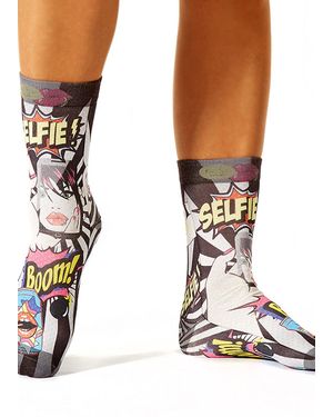 Jemsox Selfie Boom Ladies Novelty Gift Socks - Black
