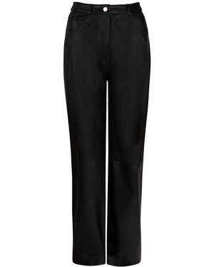 Muubaa Amy Straight Leather Trousers - Black