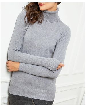 Sofiacashmere Cashmere Blend Roll Neck Jumper - Grey