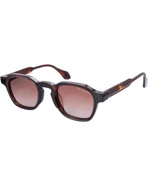 Infinity Leather De-Gamme Geometric Frame Square Polarized Sunglasses - Red