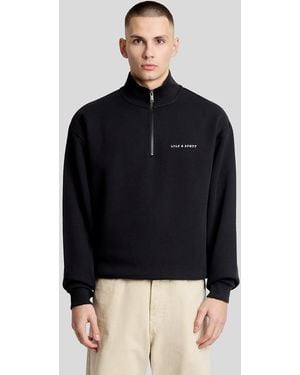 Lyle & Scott Script Heavyweight Loopback Quarter Zip Sweatshirt - Black