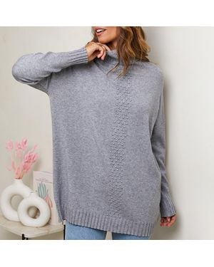 Sofiacashmere Cashmere Blend Roll Neck Jumper - Grey