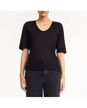 By Malene Birger Amaringa Linen Blend T-Shirt - Black