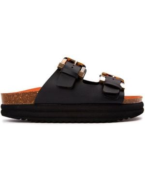 V.Gan Vegan Plum Footbed Tortoiseshell Sandals - Black