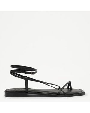 Russell & Bromley Chicksgrove Lather Flat Strappy Sandal - Black