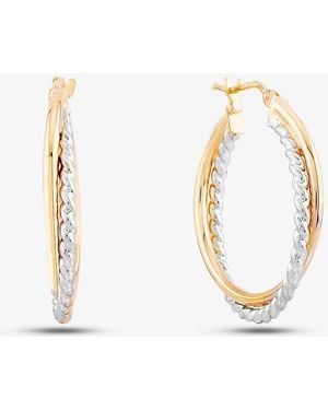 T.H.Baker 9Ct Two Double Hoop Earrings Er947 - Metallic