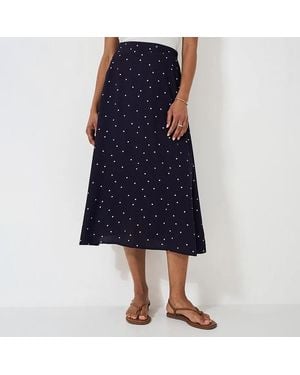 Crew Polka Dot Amber Crepe Midi Skirt - Blue
