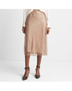 Vince Tan Beaded Sequin Straight Skirt - Natural
