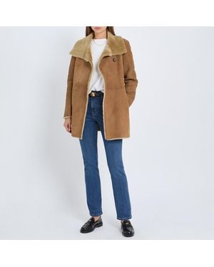 Max and Zac London Camel Shearling Throw On Coat - Blue