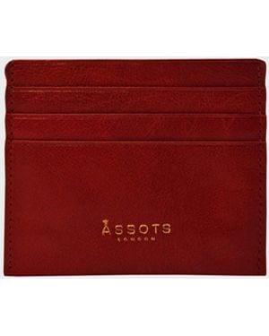 Assots London 'fann' Paprika Red Vintage Leather Compact Rfid Credit Card Holder