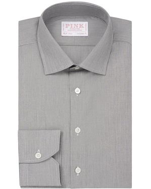Thomas Pink Fine Stripe Tailored Fit Cotton Shirt - Grey