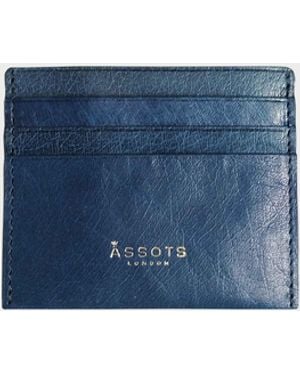 Assots London 'fann' Ensign Blue Vintage Leather Compact Rfid Credit Card Holder