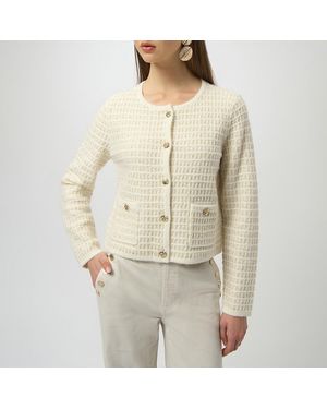 Joseph Ribkoff Cream Sequined Knit Jacket - Natural