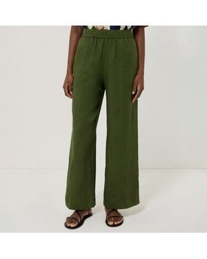 Jigsaw Linen Wide Leg Trousers - Green
