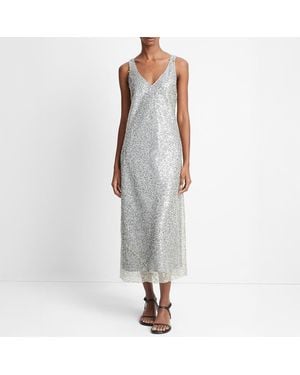 Vince Lucite Metallic Sequin Slip Dress - Grey